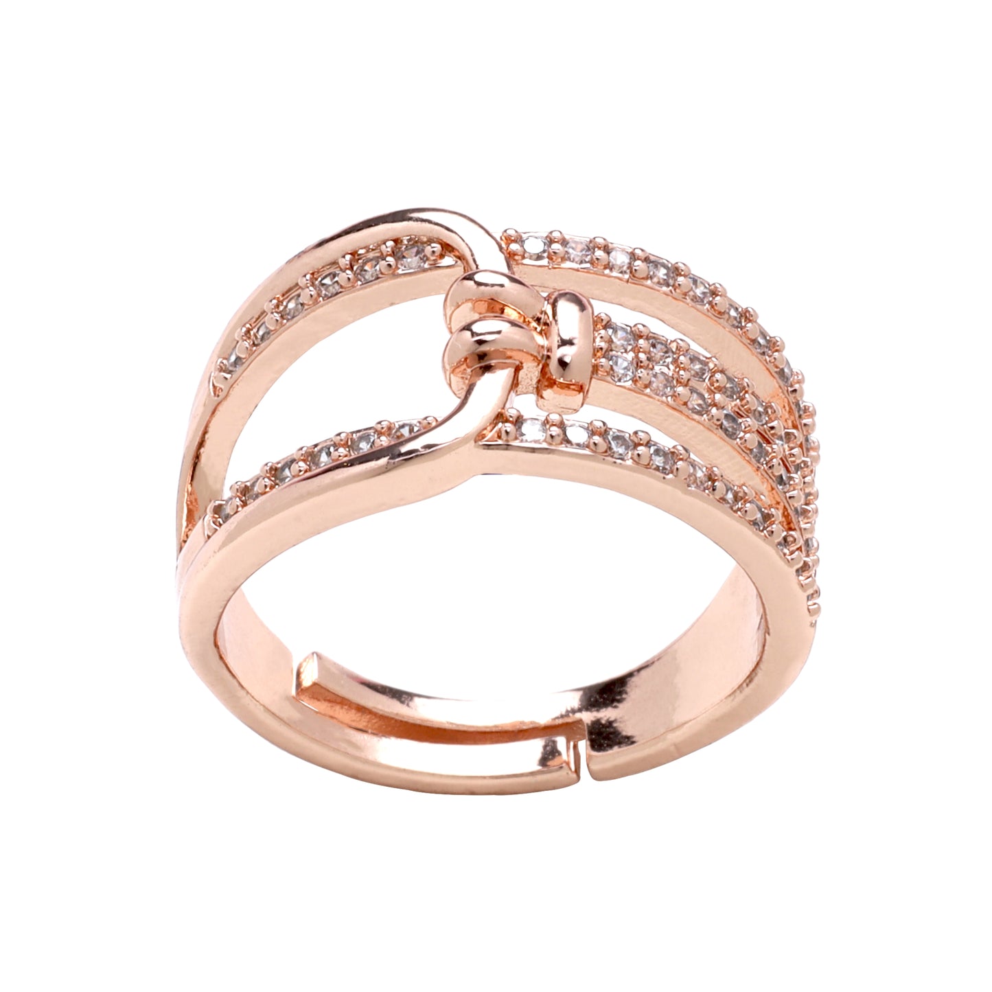 Crystal Knot Rose Gold Ring