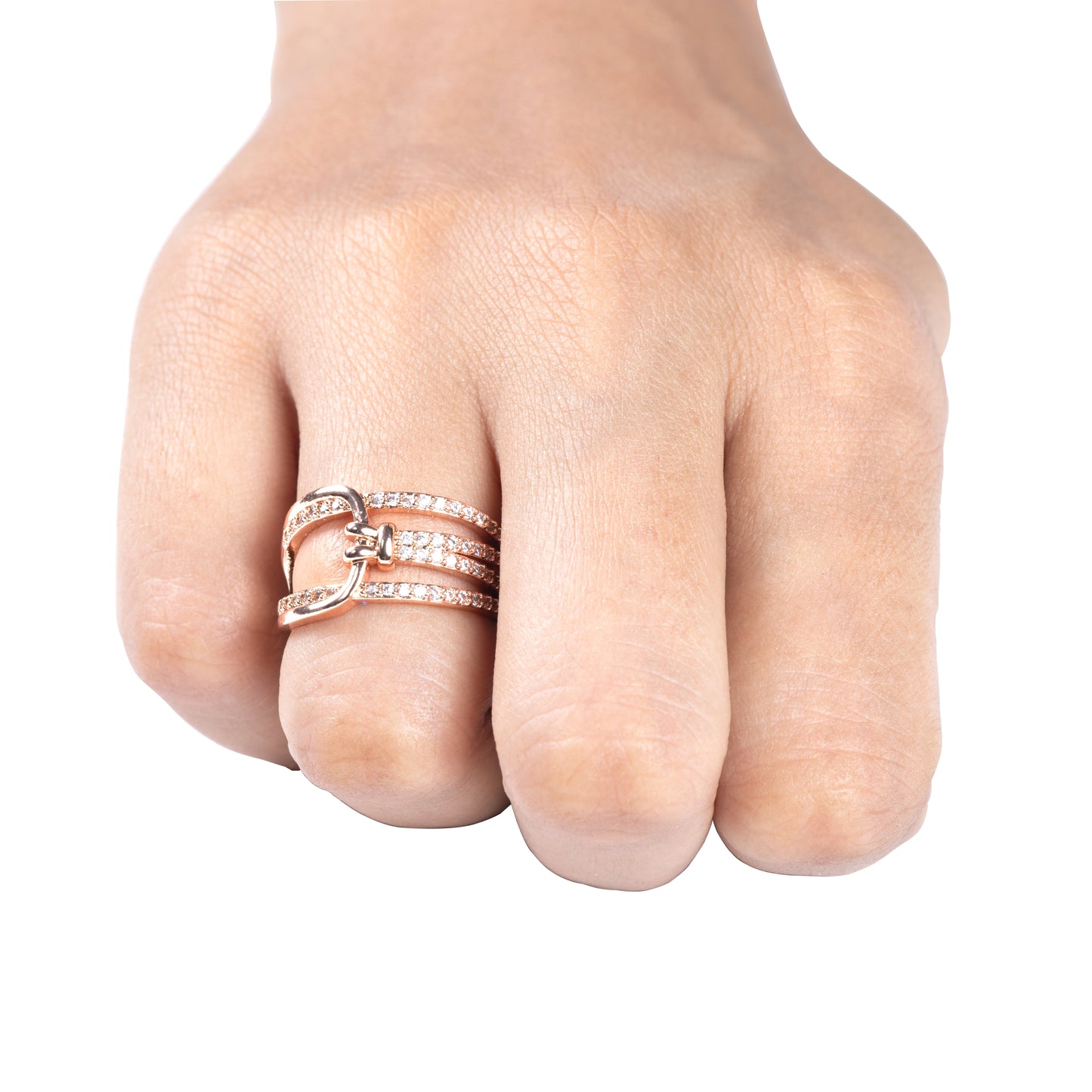 Crystal Knot Rose Gold Ring