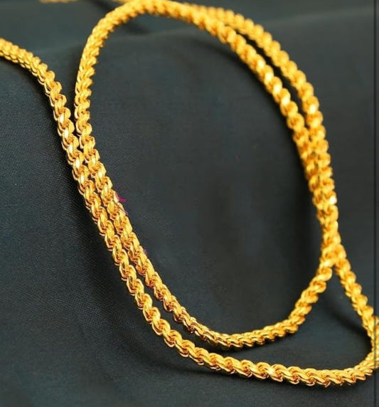 Gold Plated Classic Rope Shaped Chain for Men